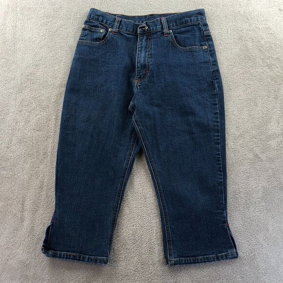 Womens Capri Jeans Size 14 S Casual Cropped Classic Blue Denim Summer Mid Rise - Picture 10 of 11